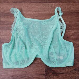 NEW Victorias Secret 32DD Unlined Bralette Aqua Floral Lace High Neck Monowire